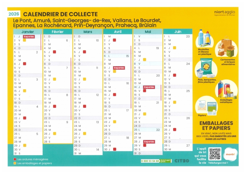 PLANNING RAMASSAGE DES POUBELLES 2026