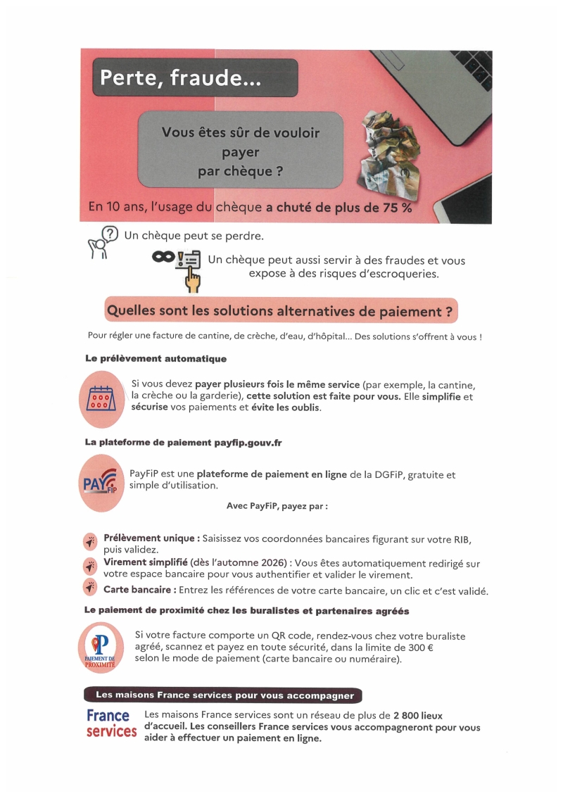 DGFIP-FIN DU PAIEMENT PAR CHEQUE